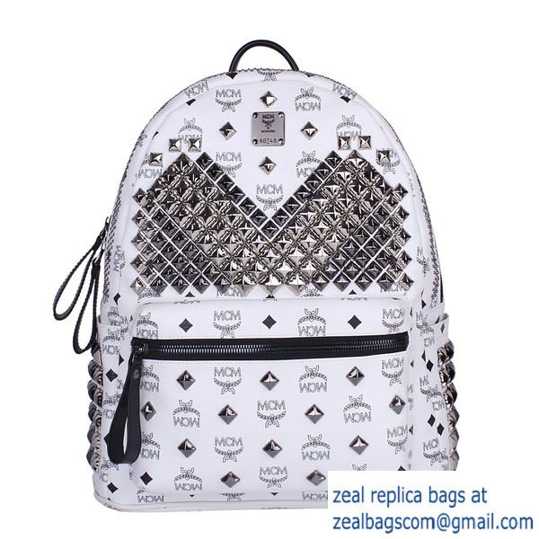 High Quality Replica MCM Medium Stark Front Studs Backpack MC4237 White